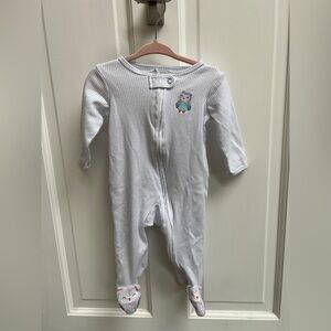 Carter’s 6M Periwinkle Polka Dot Owl Gender Neutral Ling Sleeve Footie Pajamas
